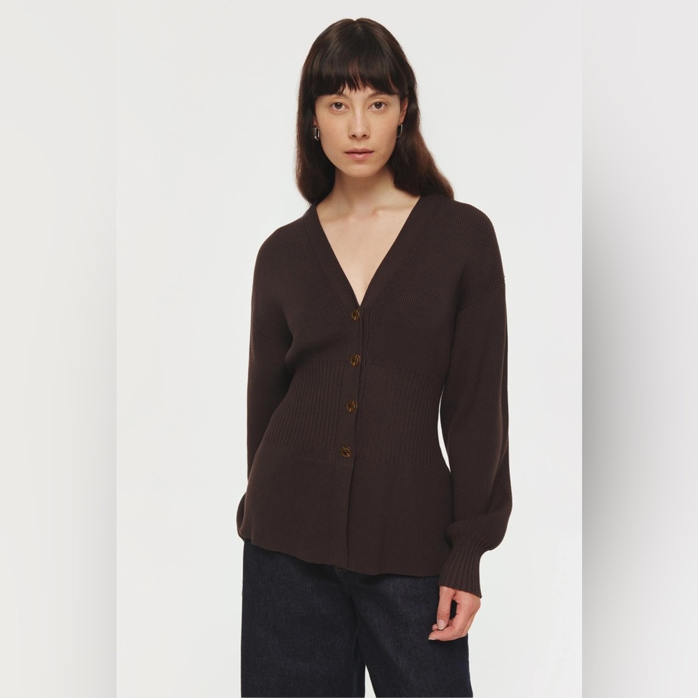 Aligne Dark Chocolate Brown V-Neck Cardigan